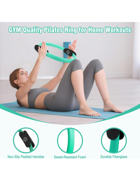 Kit de Pilates Muuruu con Anillo 35.56 cm y Pesas 0.45 kg