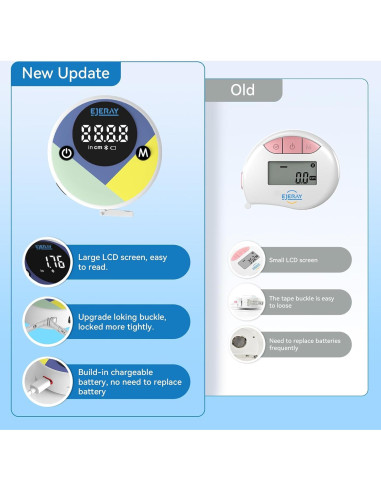 Cinta Métrica Digital EJEJAY 150cm con App y Pantalla LED