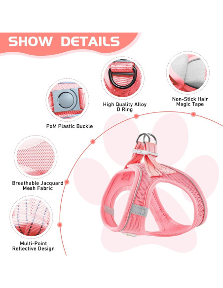 Arnés y Correa para Perros HIHANHAN Rosa XS Sin Tirones