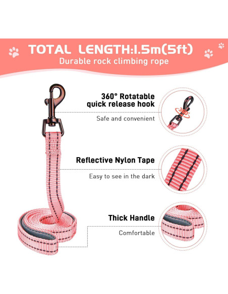 Arnés y Correa para Perros HIHANHAN Rosa XS Sin Tirones