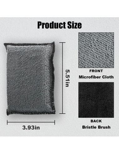 3 Esponjas de Fregado Microfibra GLSOWEE para Interior de Auto