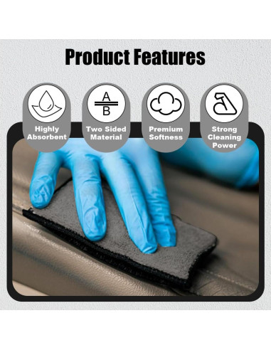 3 Esponjas de Fregado Microfibra GLSOWEE para Interior de Auto