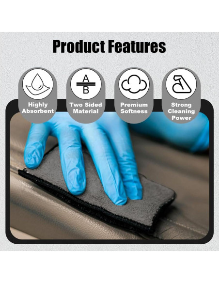 3 Esponjas de Fregado Microfibra GLSOWEE para Interior de Auto