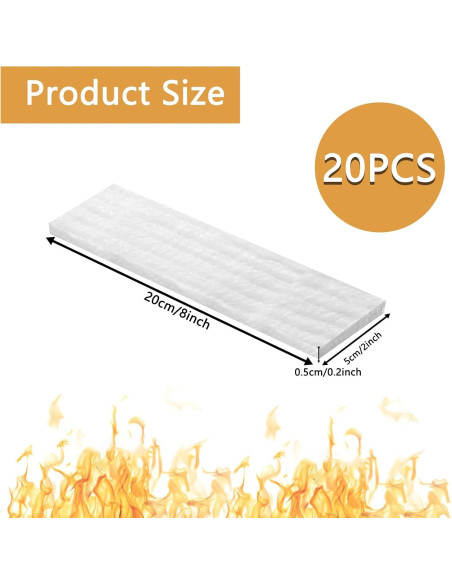 20 Mechas de Lana Cerámica AIHSUMC para Chimenea de Etanol