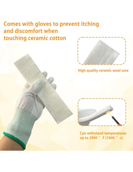 20 Mechas de Lana Cerámica AIHSUMC para Chimenea de Etanol