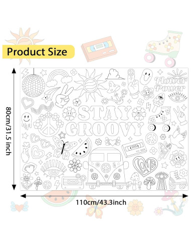 Póster Gigante para Colorear Groovy 80x110 cm Naozinebi
