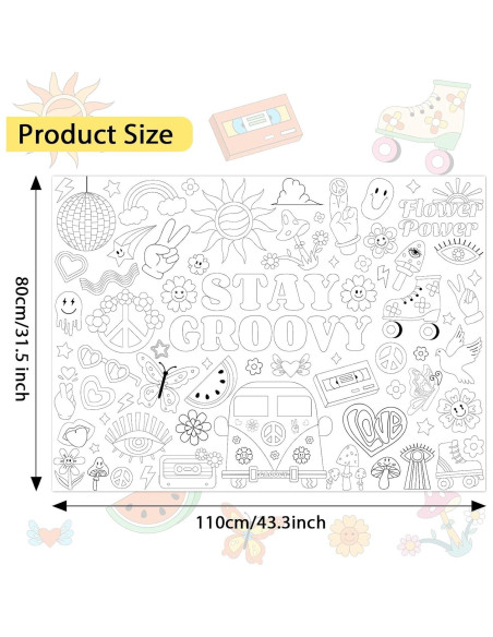 Póster Gigante para Colorear Groovy 80x110 cm Naozinebi