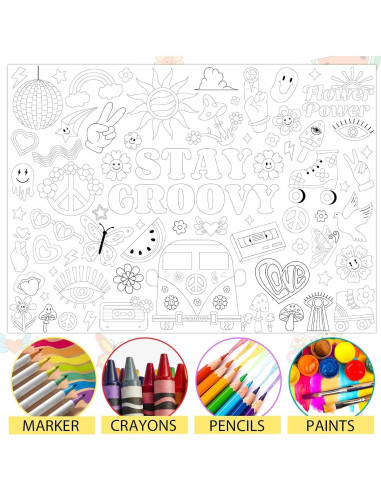 Póster Gigante para Colorear Groovy 80x110 cm Naozinebi