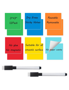 Notas Adhesivas Reutilizables Coowayze 3x3" Coloridas 12 PCS