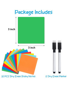 Notas Adhesivas Reutilizables Coowayze 3x3" Coloridas 12 PCS 2
