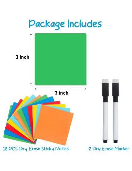 Notas Adhesivas Reutilizables Coowayze 3x3" Coloridas 12 PCS