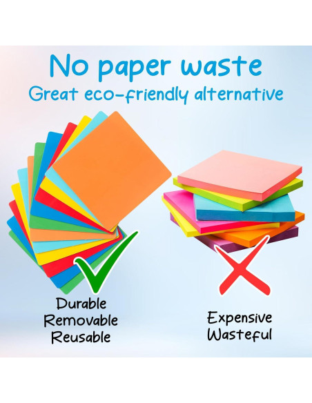 Notas Adhesivas Reutilizables Coowayze 3x3" Coloridas 12 PCS