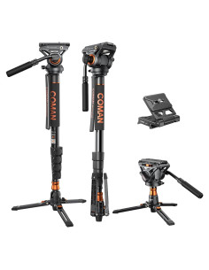 Monopie COMAN Q6 con Pies y Cabezal Fluido 70.6" 9.98 kg