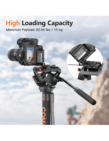 Monopie COMAN Q6 con Pies y Cabezal Fluido 70.6" 9.98 kg