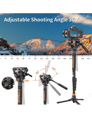 Monopie COMAN Q6 con Pies y Cabezal Fluido 70.6" 9.98 kg