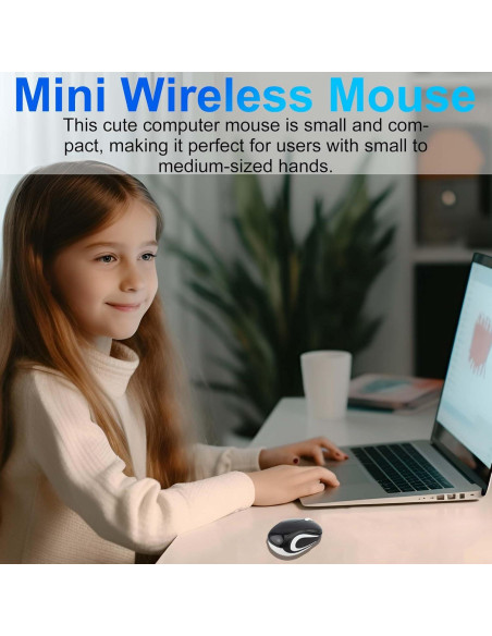 Mini Ratón Inalámbrico Genérico Negro 1000 DPI para Niños