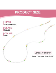Cadena de Gafas de Flor uxcell Rosa 70 cm Ajustable 2