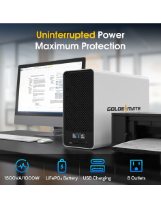 UPS GOLDENMATE 1500VA 1000W Batería LiFePO4 8 Salidas 2
