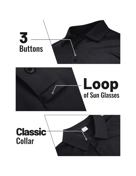 Camisa Polo de Manga Larga TACVASEN Hombre Secado Rápido