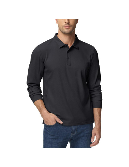 Camisa Polo de Manga Larga TACVASEN Hombre Secado Rápido