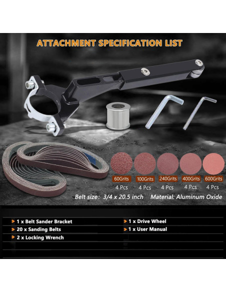 Adaptador Lijadora de Banda Rocsuk para Amoladora Angular 20 Pzs