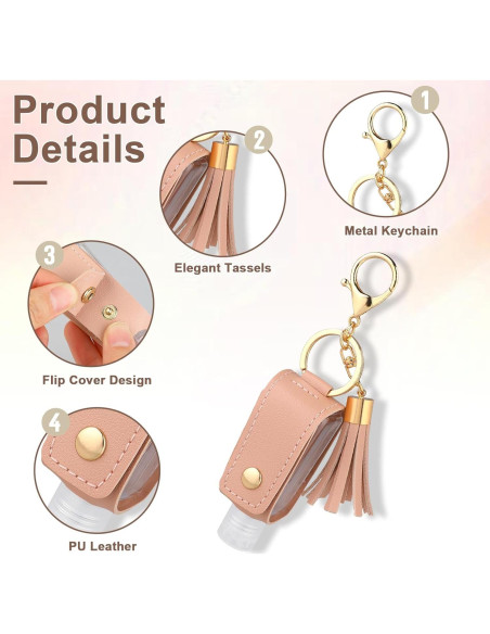 Soporte de Gel Antibacterial MOZEAT 2 Pcs Cuero Viaje 59ml