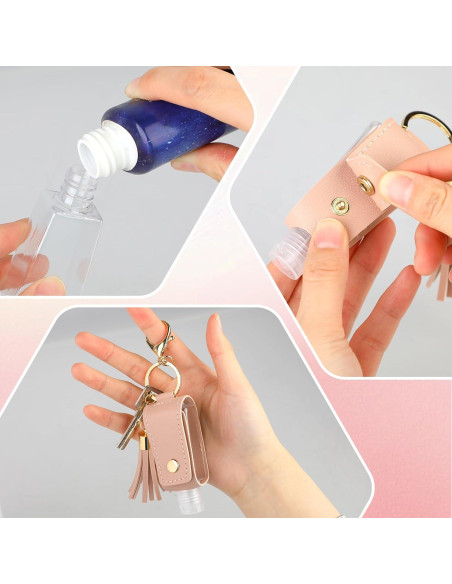 Soporte de Gel Antibacterial MOZEAT 2 Pcs Cuero Viaje 59ml