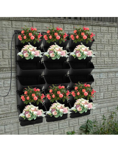 Macetas Verticales Autorriego CCXYYFDJ - 18 Unidades Negro