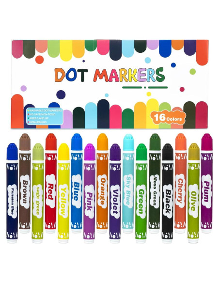 Marcadores de Puntos DOSEWART 16 Colores Lavables para Niños