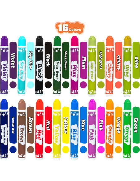 Marcadores de Puntos DOSEWART 16 Colores Lavables para Niños