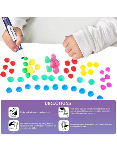 Marcadores de Puntos DOSEWART 16 Colores Lavables para Niños