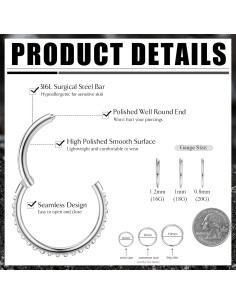 Aros de Cartílago Hipoalergénicos FASACCO 8mm 316L Acero Quirúrgico 2