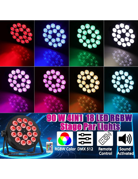 Luces Par LED 90W RGBW 4 en 1 - Paquete de 4