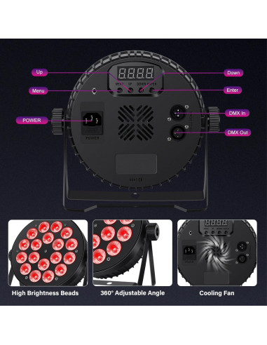 Luces Par LED 90W RGBW 4 en 1 - Paquete de 4