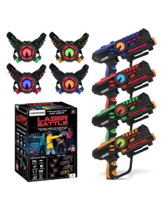 Set de 4 Pistolas Laser Tag ArmoGear con Chalecos - Diversión