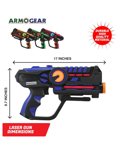 Set de 4 Pistolas Laser Tag ArmoGear con Chalecos - Diversión