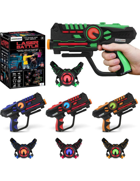 Set de 4 Pistolas Laser Tag ArmoGear con Chalecos - Diversión