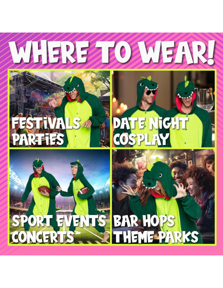 Mono de Dinosaurio Funziez! para Adultos - T-Rex Verde