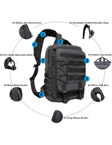 Mochila Bandolera NICGID 13.3'' Negra Resistente al Agua