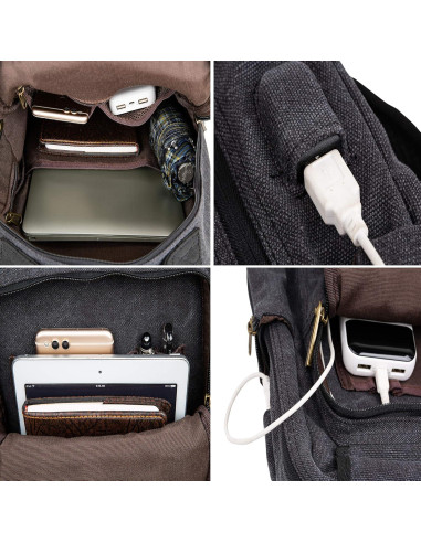 Mochila Bandolera NICGID 13.3'' Negra Resistente al Agua