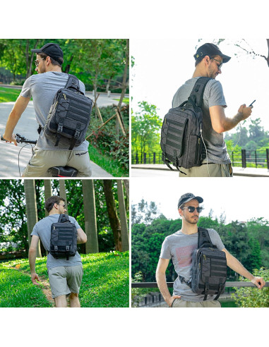 Mochila Bandolera NICGID 13.3'' Negra Resistente al Agua