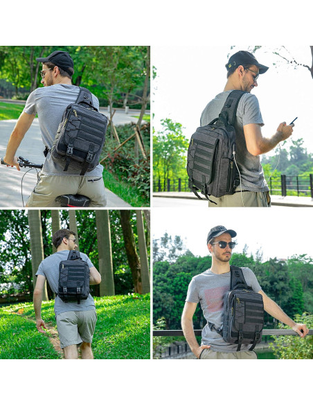 Mochila Bandolera NICGID 13.3'' Negra Resistente al Agua