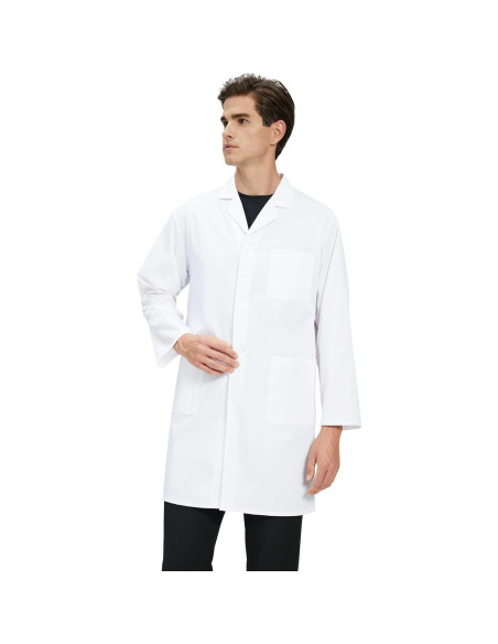 Bata de Laboratorio GOQUCHEP Unisex Larga Algodón Blanco
