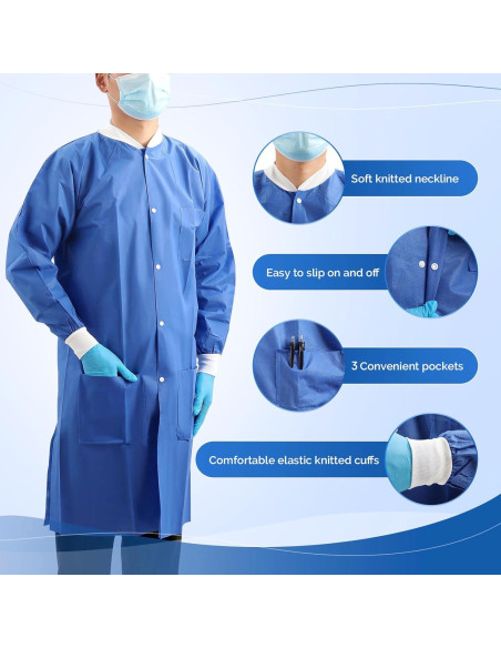 Batas de Laboratorio Desechables JMU X-Large Azul 10 Pzas