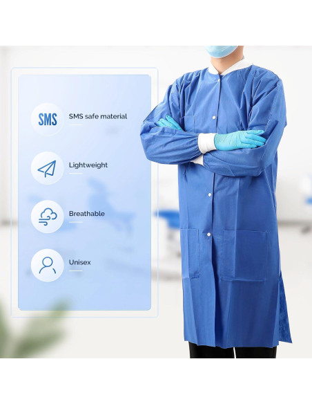 Batas de Laboratorio Desechables JMU X-Large Azul 10 Pzas