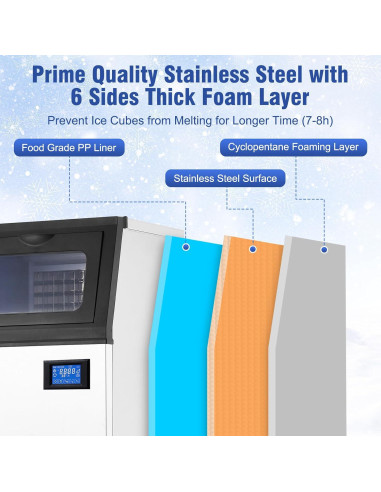 Máquina de Hielo GAOMON 40.82kg/24h Acero Inoxidable Autolimpiante