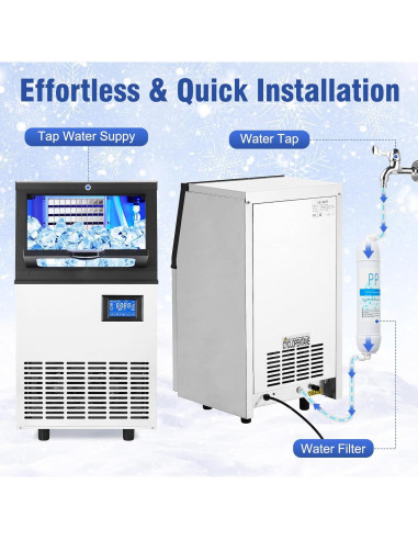 Máquina de Hielo GAOMON 40.82kg/24h Acero Inoxidable Autolimpiante