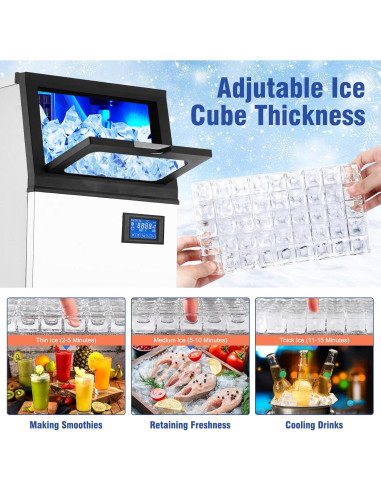 Máquina de Hielo GAOMON 40.82kg/24h Acero Inoxidable Autolimpiante