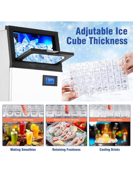 Máquina de Hielo GAOMON 40.82kg/24h Acero Inoxidable Autolimpiante