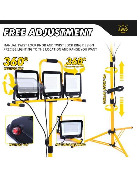 Luz de trabajo LED Aiptertet 22500 Lúmenes 3 cabezales